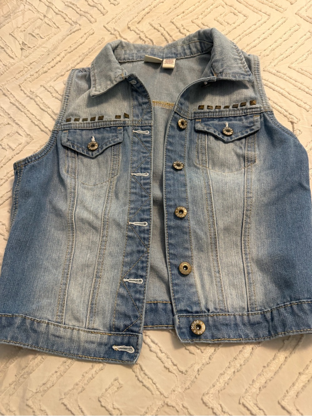 Mudd Light Blue Denim Vest with Stud Trim